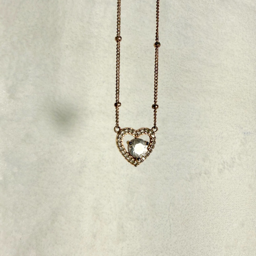 Zales 5.0mm White Sapphire Heart Bead Station Necklace - Picture 4 of 4